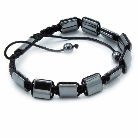 Magnetic Hematite Shamballa Bracelet - Double Cuboids