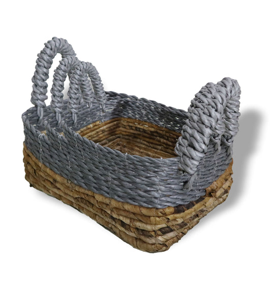 Banana Leaf & Abu-Abu Raffia Square Basket- Set of 3