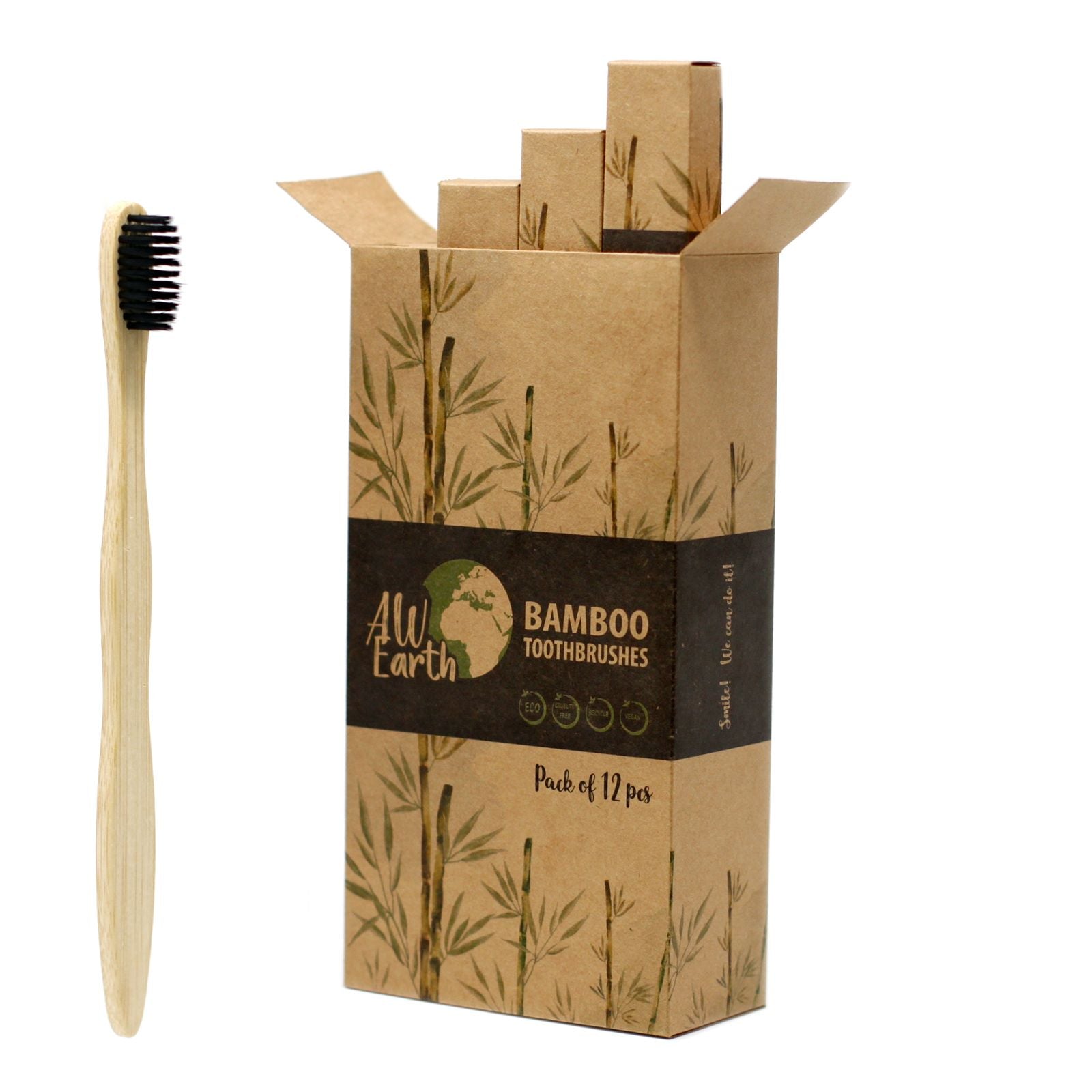 1x Bamboo Toothbrush - Charcoal Medium Soft
