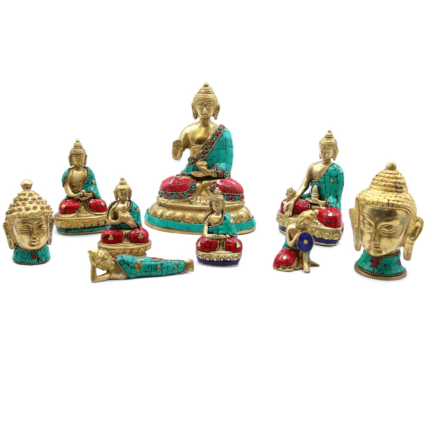 Brass Buddha Figure - Med Head - 8 cm