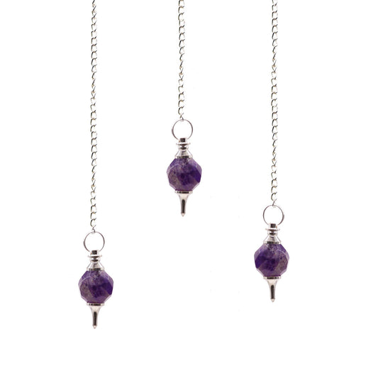 Faceted Gemstone Pendulum - Amethyst