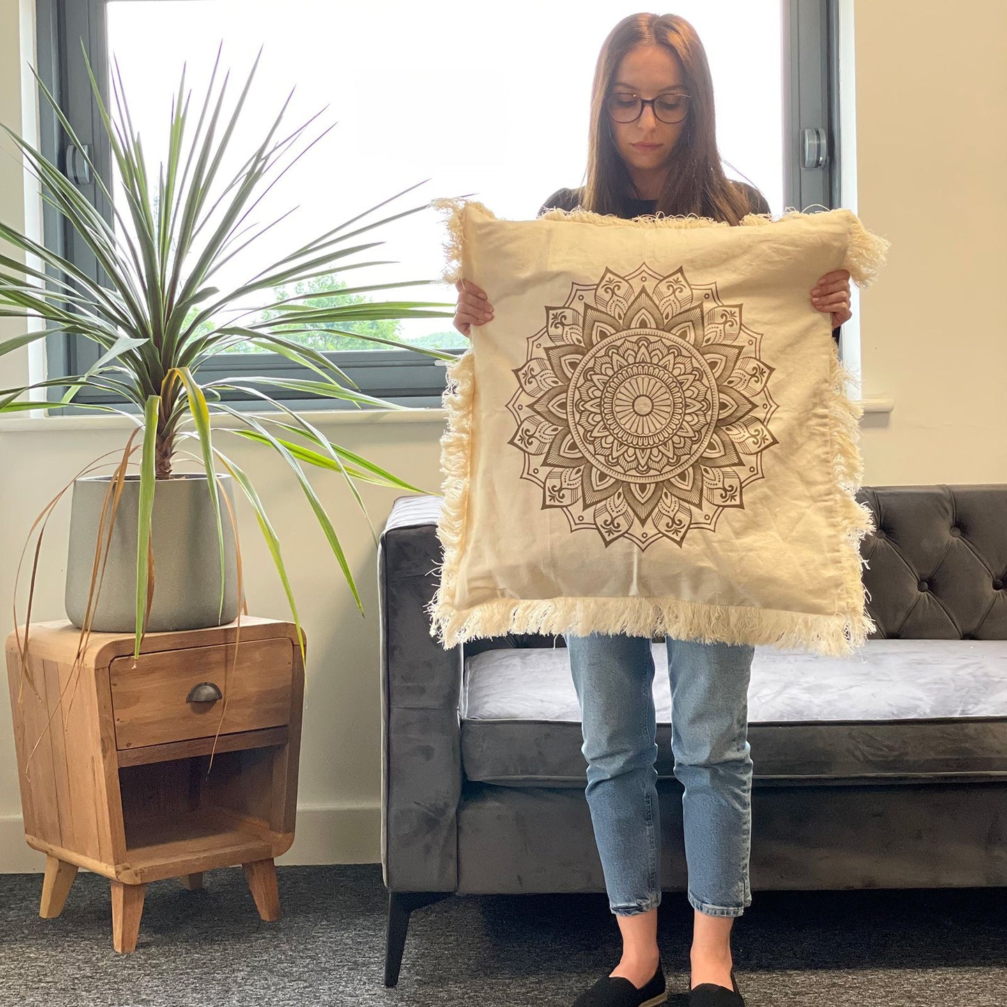 Lotus Mandala  Cushion - 60x60cm - bronze