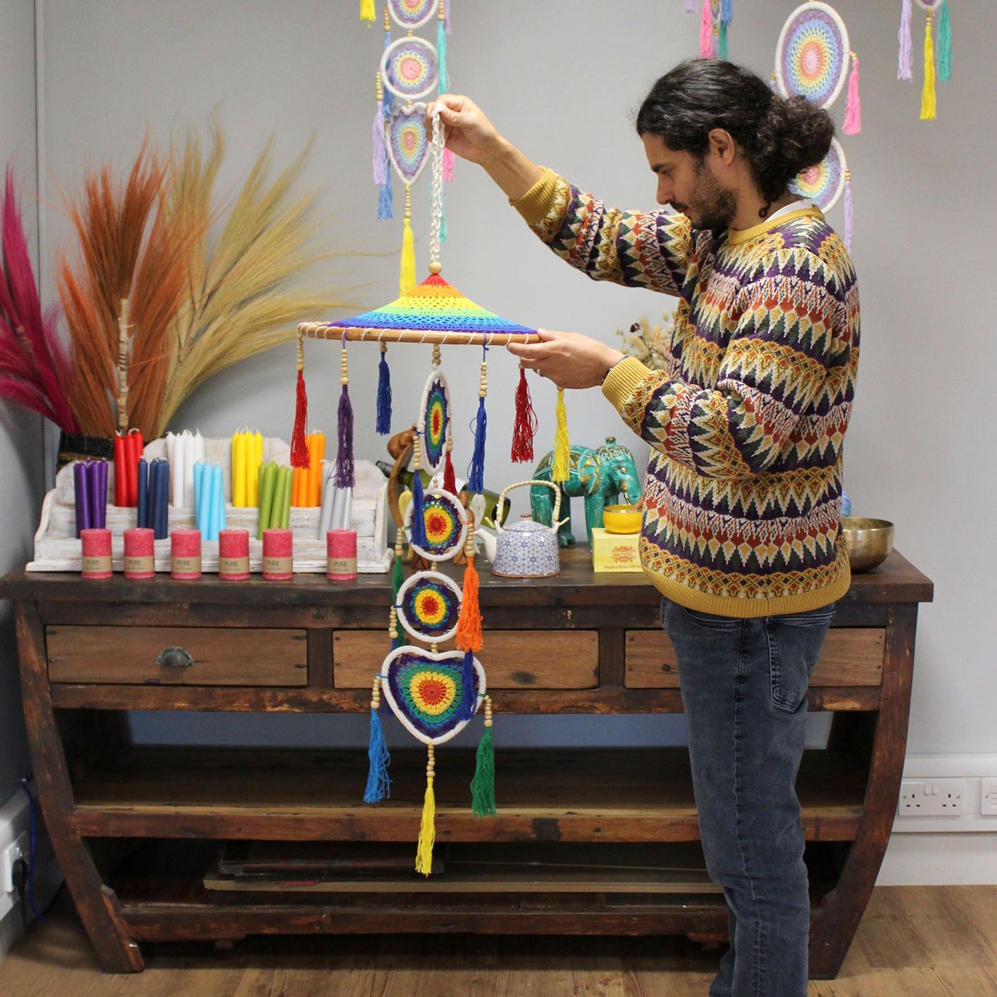 Large Drama Dreancatcher - Vivid Rainbow